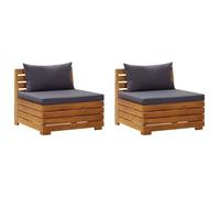 vidaXL Canapé de jardin 2 places avec coussins en bois massif d'acacia