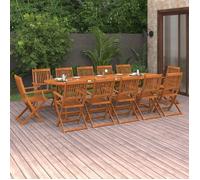 vidaXL Bois d'Acacia Massif Mobilier à Dîner de Jardin 13 pcs Table et Chaises de Patio Ensemble de Salle à Manger 3086979