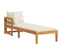 vidaXL Bois d'Acacia Solide Chaise Longu avec 1 Accoudoir Bain de Soleil de Patio Meuble de Terrasse Chaise Longue d'Extérieur Jardin Blanc Crème