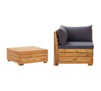 vidaXL Ensemble de salon de jardin 2 pièces en bois massif d'acacia avec coussins