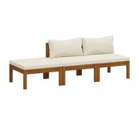 vidaXL Ensemble de salon de jardin 3 pièces avec coussins Crème Bois massif Acacia