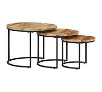 vidaXL Bois de Manguier Brut 3 pcs Tables Basses Gigognes d'Appoint et de Salon Salle de Séjour pour Maison Intérieur