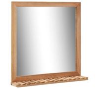vidaXL Bois de Noyer Massif Miroir de Salle de Bain Miroir Mural Miroir avec Etagère et Cadre Maison Intérieur Toilette Salle d'eau