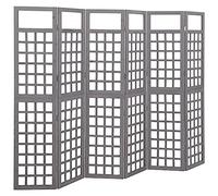 vidaXL Bois de Pin Cloison de Séparation à 6 Panneaux Séparateur de Pièce Diviseur Paravent Treillis Supports de Plantes Patio Gris 242,5x180 cm