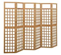 vidaXL Bois de Pin Cloison de Séparation à 6 Panneaux Séparateur de Pièce Diviseur Paravent Treillis Supports de Plantes Patio 242,5x180 cm