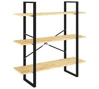 vidaXL Bois de Pin Massif Bibliothèque à 3 Niveaux Etagère à Livres Organisateur Armoire de Rangement Etagère sur Pied Salon 100x30x105 cm