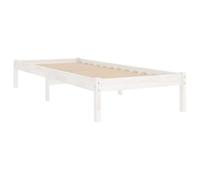 vidaXL Bois de Pin Massif Cadre de Lit Sommier à Lattes Lit Adulte Cadre à Lattes sur Pied Chambre à Coucher Intérieur Blanc 75x190 cm UK Petit Simple
