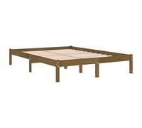 vidaXL Bois de Pin Massif Cadre de Lit Sommier à Lattes Lit Double Lit Adulte Cadre à Lattes sur Pied Chambre à Coucher Marron Miel 200x200 cm