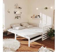 vidaXL Lit coulissant bois de pin massif sans matelas blanc 2x(90x200) cm