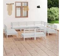 vidaXL Ensemble salon de jardin 11 pièces Pin massif blanc