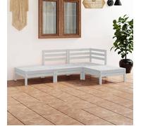 vidaXL Ensemble salon de jardin 4 pièces modulable en pin massif blanc