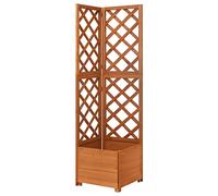 vidaXL Bois de Sapin Massif Jardinière d'angle en Treillis Bac à Fleurs Pot de Plantes Jardin Balcon Terrasse Patio Extérieur 40x40x150 cm