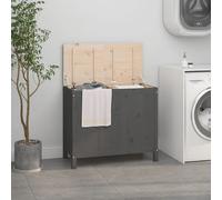 vidaXL Coffre à linge Gris 88,5x44x76 cm Pin massif