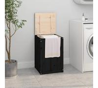 vidaXL Coffre à linge noir 44x44x66 cm pin massif