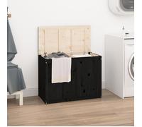 vidaXL Coffre à linge en pin massif 88,5 x 44 x 66 cm Noir