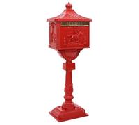 vidaXL Boîte aux lettres sur pied vintage rouge en aluminium 42,5×29,5×117 cm