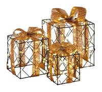 vidaXL Boîte-Cadeau de Noël éclairée 3 pc 150 LED Blanc Chaud