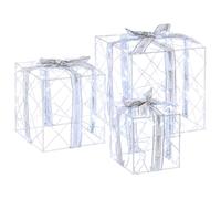 vidaXL Boîte-Cadeau de Noël éclairée 3 pc 150 LED Blanc Froid