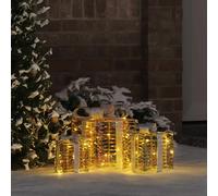 vidaXL Boîte-cadeau de Noël éclairée 3 pc Blanc chaud
