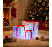 vidaXL Boîte cadeau LED prismatique irisée, lot de 3, multicolore