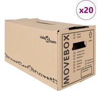 vidaXL Boîte de déménagement avec rangement 20 pièces Naturel 59 x 31,5 x 31,5 cm Carton