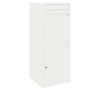 vidaXL Boîte de dépôt de colis avec porte Blanc 41 x 38 x 103 cm Acier, Boîte aux lettres étanche, moderne et sécurisée, pour jardin et terrasse, pratique pour colis