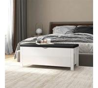 vidaXL Boîte de Rangement avec Coussin Banc d'Entrée Boîte à Oreillers Boîte à Couvertures Couloir Salon Blanc Brillant 105x40x45cm Aggloméré 326774 Blanc