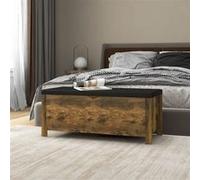 vidaXL Boîte de Rangement avec Coussin Banc d'Entrée Boîte à Oreillers Boîte à Couvertures Couloir Salon Chêne Fumé 105x40x45 cm Aggloméré 326776 Brun G