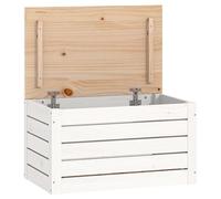 vidaXL Boîte de Rangement Banc de Rangement Coffre de Rangement Boîte à Outils Organisateur Maison Blanc 59,5x36,5x33 cm Bois Massif de Pin