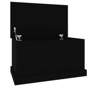 vidaXL Boîte de Rangement, Coffre à Outils avec Couvercle, Bac de Rangement, Organisateur de Salon Chambre, Moderne, Chambre Noir Bois d'Ingénierie