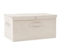 vidaXL Boîte de Rangement Coffre de Rangement Pliable Organisateur Conteneur Stockage Chambre Maison Intérieur Tissu 50x30x25 cm Crème