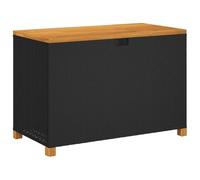vidaXL Coffre de jardin noir 110x55x63 cm Poly rotin bois d'acacia