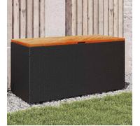 vidaXL Coffre de jardin noir 110x50x54 cm Poly rotin bois d'acacia