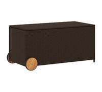 vidaXL Boîte de Rangement de Jardin et Roues, Coffre à Outils, Meuble de Rangement, Organisateur de Terrasse Patio, Marron Résine Tressée