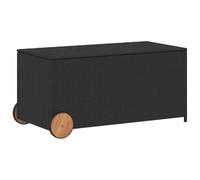 vidaXL Coffre de jardin à roulettes 190 L Poly rotin Noir