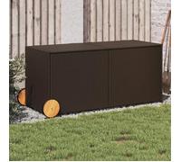 vidaXL Boîte de Rangement de Jardin et Roues, Coffre à Outils, Meuble de Rangement, Organisateur de Terrasse Patio, Marron 365317