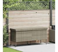 vidaXL Boîte de rangement de jardin et roues gris clair résine tressée