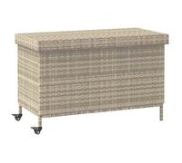 vidaXL Coffre de jardin à roulettes gris clair 110x55x73 cm Poly rotin