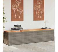 vidaXL Boîte de rangement de jardin gris résine tressée bois d'acacia