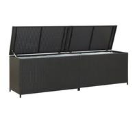 vidaXL Boîte de rangement de jardin Résine tressée 200x50x60 cm Noir