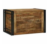 vidaXL Boîte de rangement Marron et Noir 80 x 50 x 50 cm | Style rustique et industriel avec du bois de mangue brut, T'as plein de place pour toutes tes petites affaires,