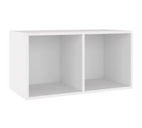 vidaXL Boîte de Rangement vinyles 71x34x36 cm, Blanc, 2 Compartiments, Dos Solide, Meuble pour vinyles, Boîte de Transport, Utilisation Horizontale & Verticale, Étagère Collection Musicale