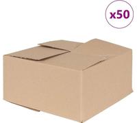 vidaXL Boîte pliante avec rangement, lot de 50 pièces, couleur naturelle, 30 x 30 x 15 cm, en carton