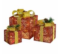 VidaXL Boîtes-Cadeaux de Noël Décoratives 3 pcs Extérieur Intérieur Lumineuses - Décoration de Vacances