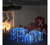vidaXL Boîtes-cadeaux de Noël décoratives 3 pcs Acrylique Blanc froid