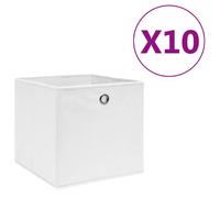 vidaXL Boîtes de rangement 10 pcs Tissu intissé 28x28x28 cm Blanc