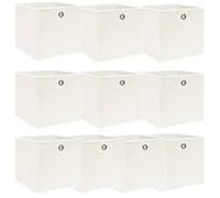 vidaXL Boîtes de rangement 10 pièces – Tissu blanc 32x32x32 cm
