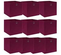 vidaXL Boîtes de rangement 10 pcs. Rouge foncé 32x32x32 cm Tissu