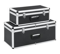 vidaXL Boîtes de Rangement 2 pcs Valise de Transport Coffre à Outils Coffre de Stockage Boîtes à Outils Coffre de Transport Coffre de Rangement Noir