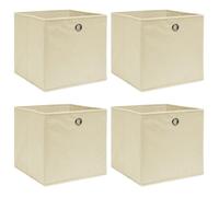 vidaXL Boîtes de rangement 4 pièces Tissu crème 32x32x32 cm